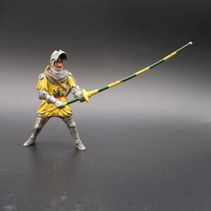 Blue Box Lancer Knight Yellow Green Lion Figure Fantasy Medieval Incomplete